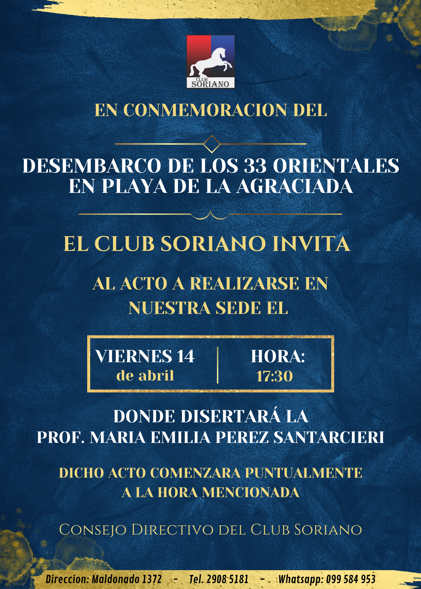 ACTO CONMEMORATIVO DEL DESEMBARCO DE LOS 33 ORIENTALES – Club Soriano